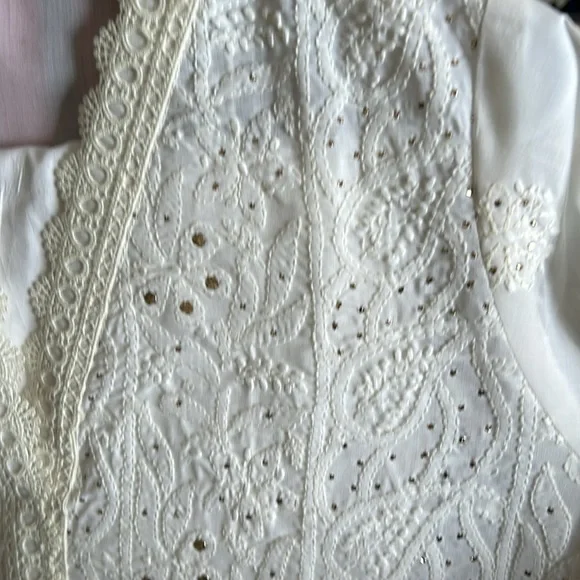 White chicken kari 3 piece w/multi silk gota dopata - Picture 4 of 6